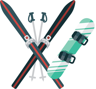 ski and snowboarding equipment graphic