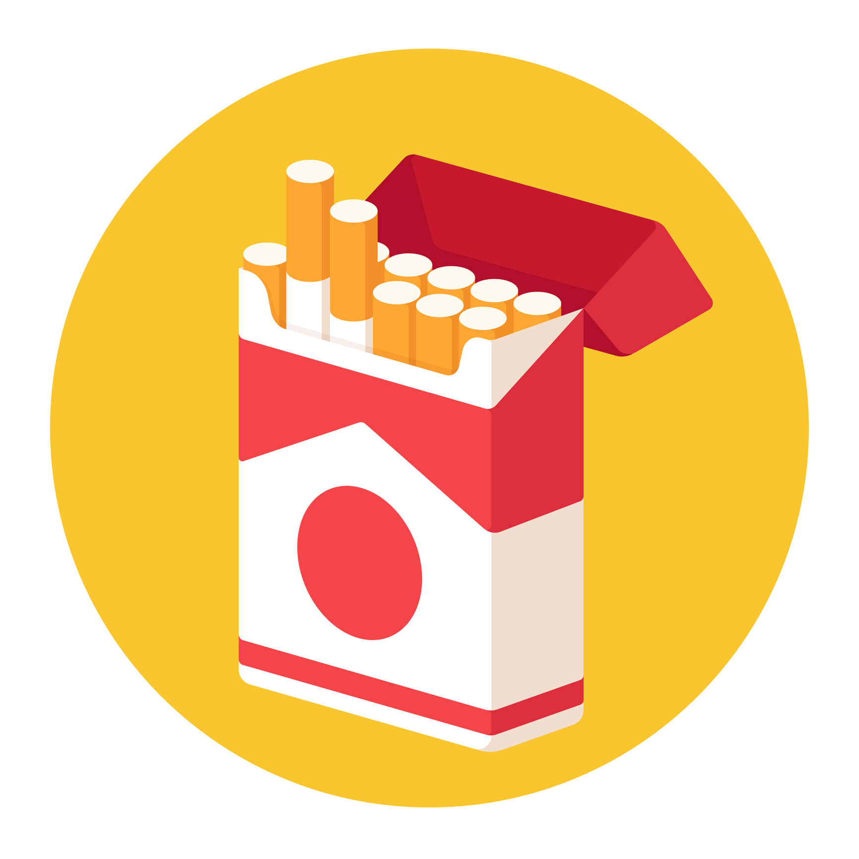 Open cigarette pack. Isometric illustration in flat cartoon style. Quit smoking concept.