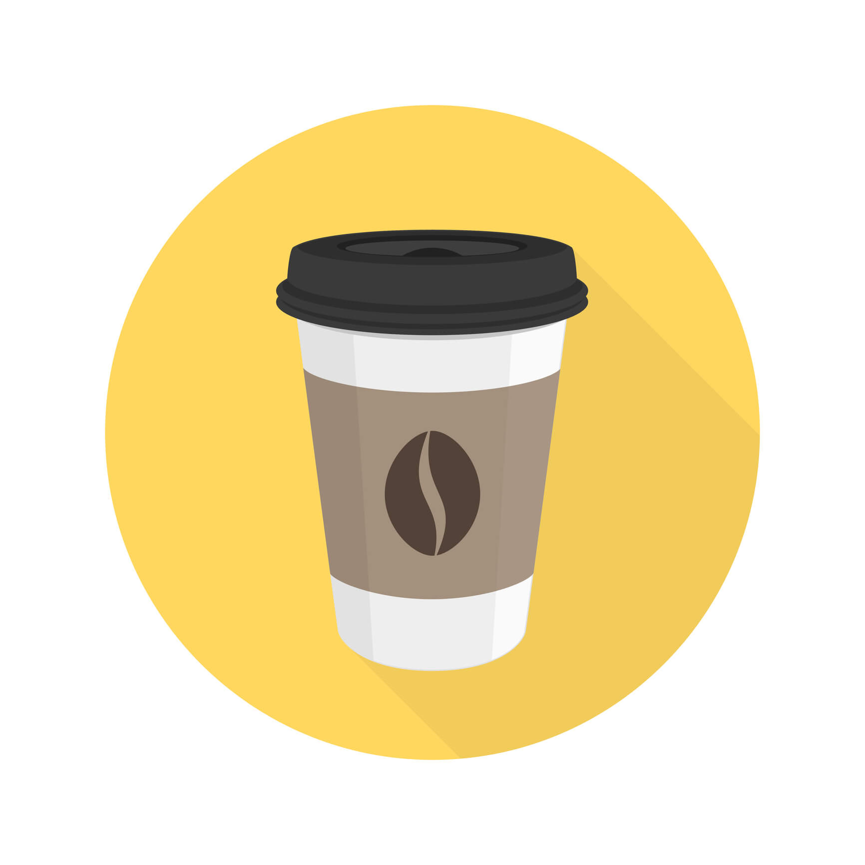 Coffee vector icon in flat style with long shadows. Takeaway coffee paper cup sign. 