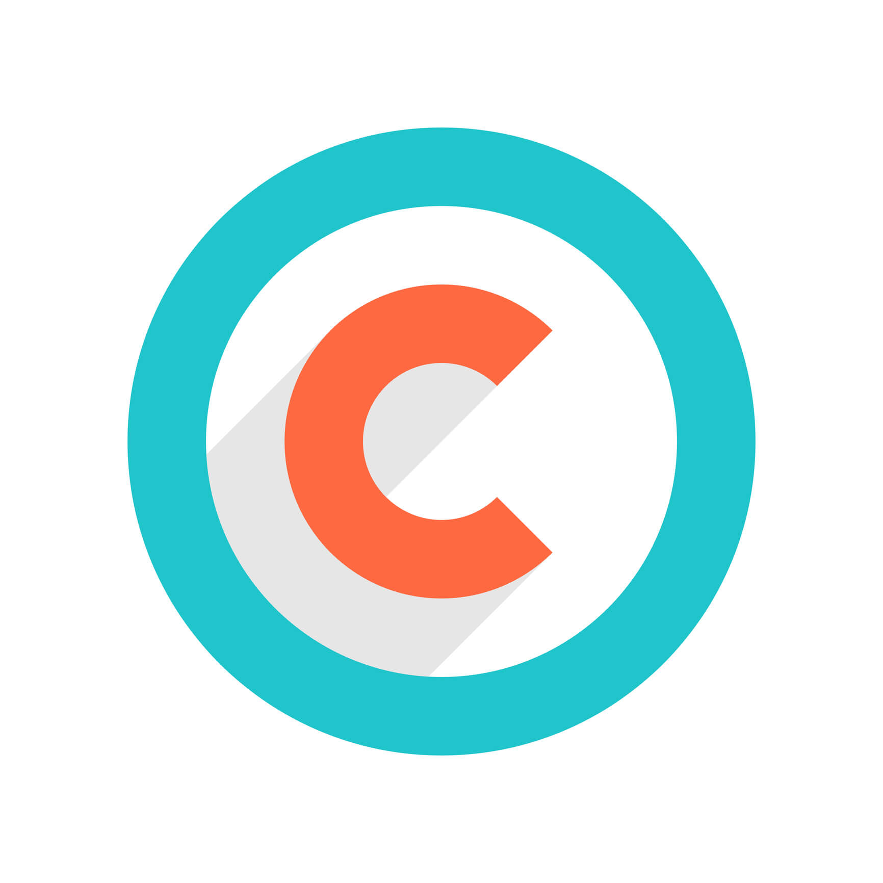 The copyright symbol, or copyright sign, letter C in circle in flat long drop shadow style. Graphic element for design saved as an vector illustration in file format EPS